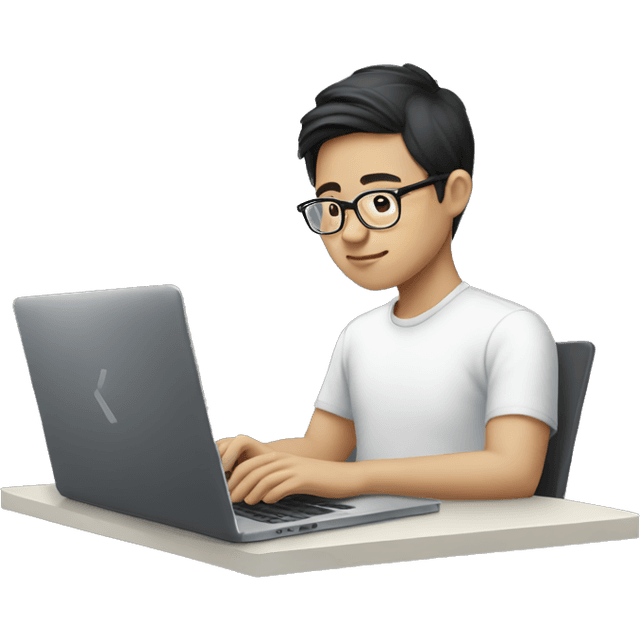 Man with glasses typing on a laptop